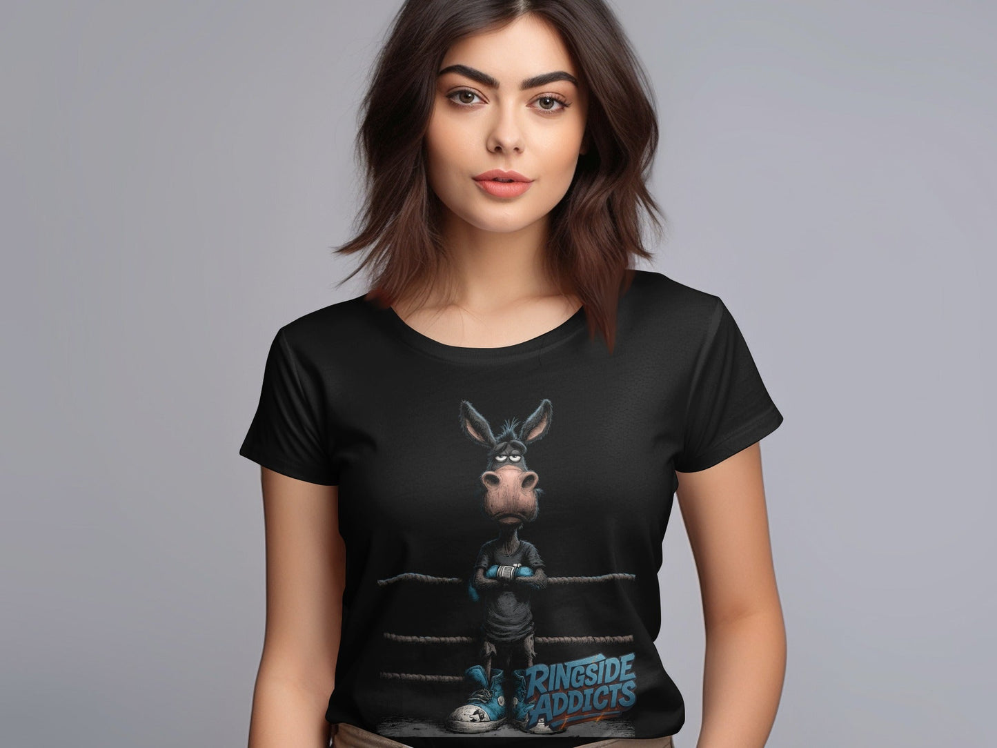 RMA APPAREL Ringside Donkey Wildlife Unisex Adult T-Shirt - Ringside Addicts White T-Shirt - RMA APPAREL - Roclla Media Apparel Store