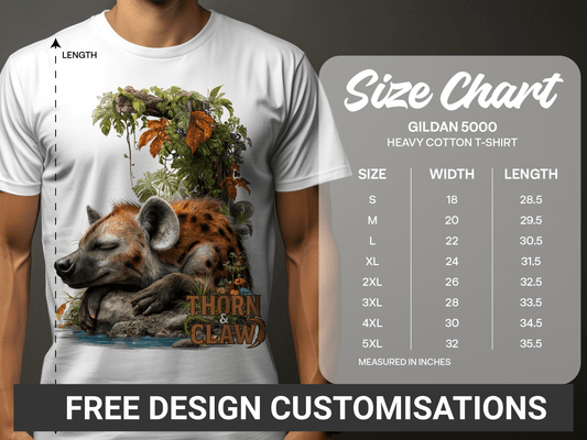 RMA APPAREL Sleeping Hyena Wildlife Sizes S to 5XL T-Shirt - Thorn & Claw White T-Shirts - RMA APPAREL - Roclla Media Apparel Store