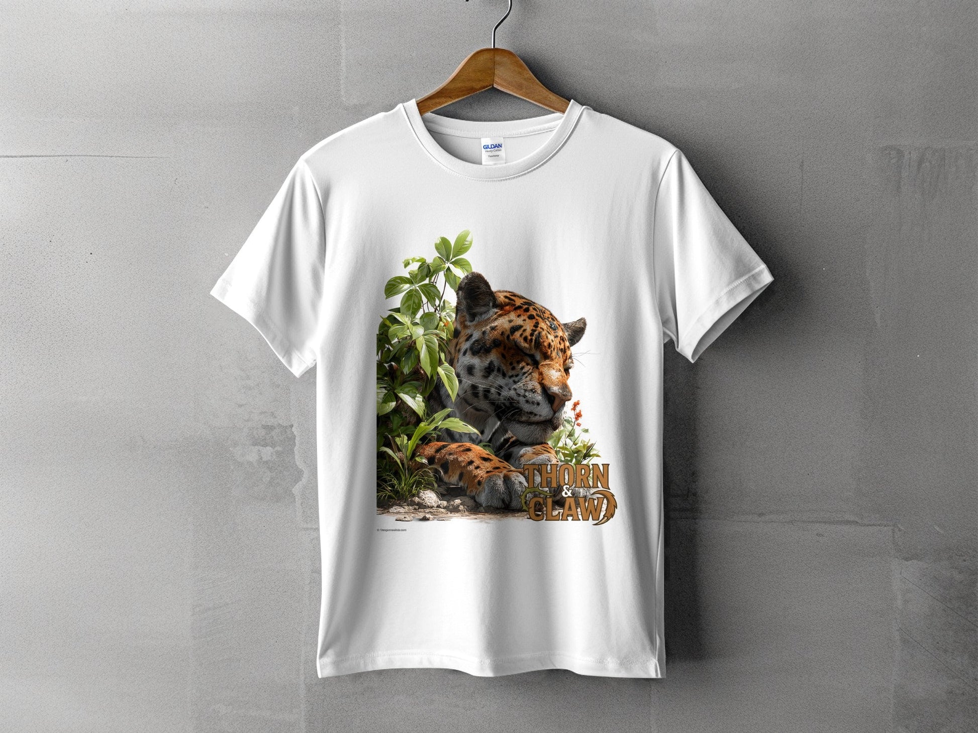 RMA APPAREL Sleeping Jaguar Wildlife Unisex Sizes T-Shirt - Thorn & Claw White T-Shirts - RMA APPAREL - Roclla Media Apparel Store