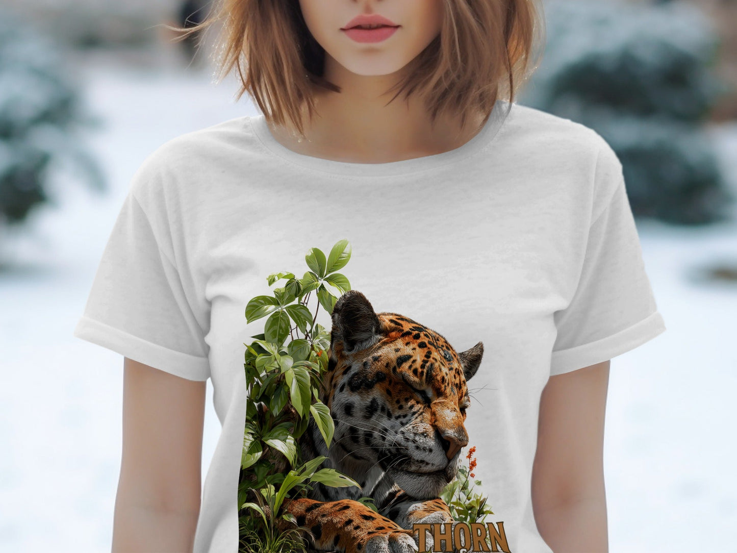 RMA APPAREL Sleeping Jaguar Wildlife Unisex Sizes T-Shirt - Thorn & Claw White T-Shirts - RMA APPAREL - Roclla Media Apparel Store