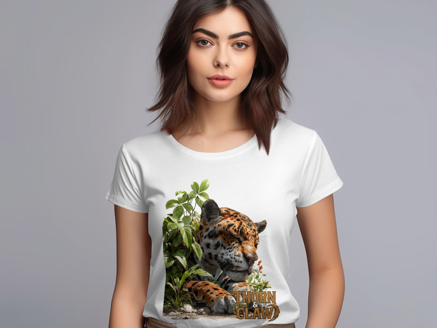 RMA APPAREL Sleeping Jaguar Wildlife Unisex Sizes T-Shirt - Thorn & Claw White T-Shirts - RMA APPAREL - Roclla Media Apparel Store
