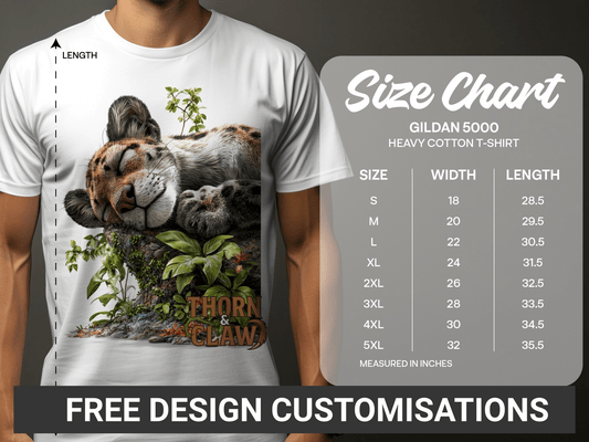 RMA APPAREL Sleeping Leopard Graphic Mens Womens T-Shirt - Thorn & Claw White T-Shirts - RMA APPAREL - Roclla Media Apparel Store
