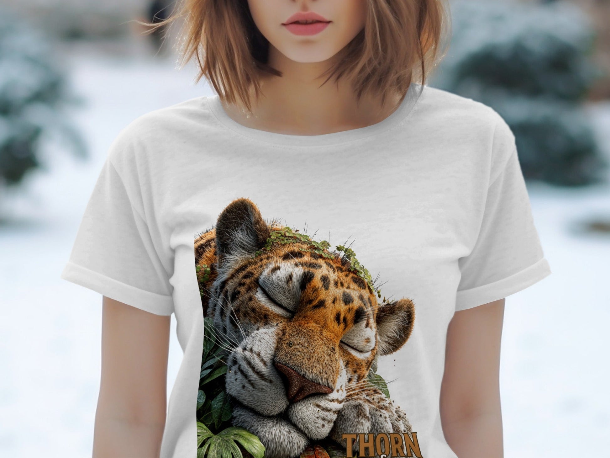 RMA APPAREL Sleeping Leopard Unisex T-Shirt Sizes S to 5XL T-Shirt - Thorn & Claw White T-Shirts - RMA APPAREL - Roclla Media Apparel Store