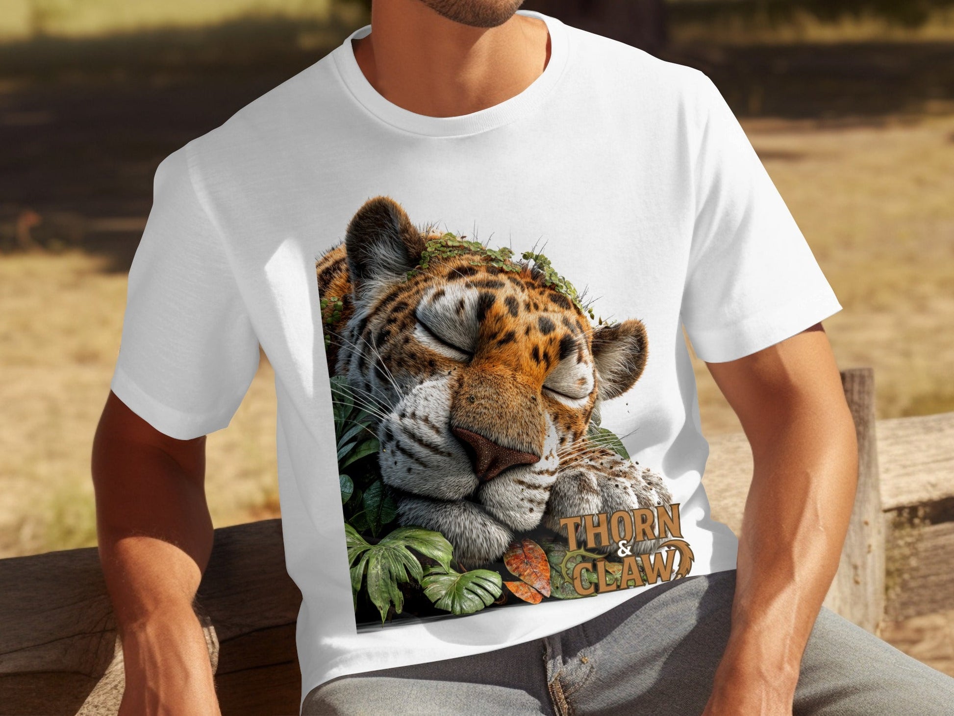 RMA APPAREL Sleeping Leopard Unisex T-Shirt Sizes S to 5XL T-Shirt - Thorn & Claw White T-Shirts - RMA APPAREL - Roclla Media Apparel Store