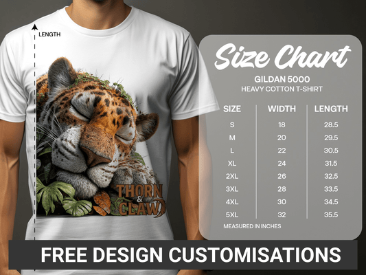 RMA APPAREL Sleeping Leopard Unisex T-Shirt Sizes S to 5XL T-Shirt - Thorn & Claw White T-Shirts - RMA APPAREL - Roclla Media Apparel Store