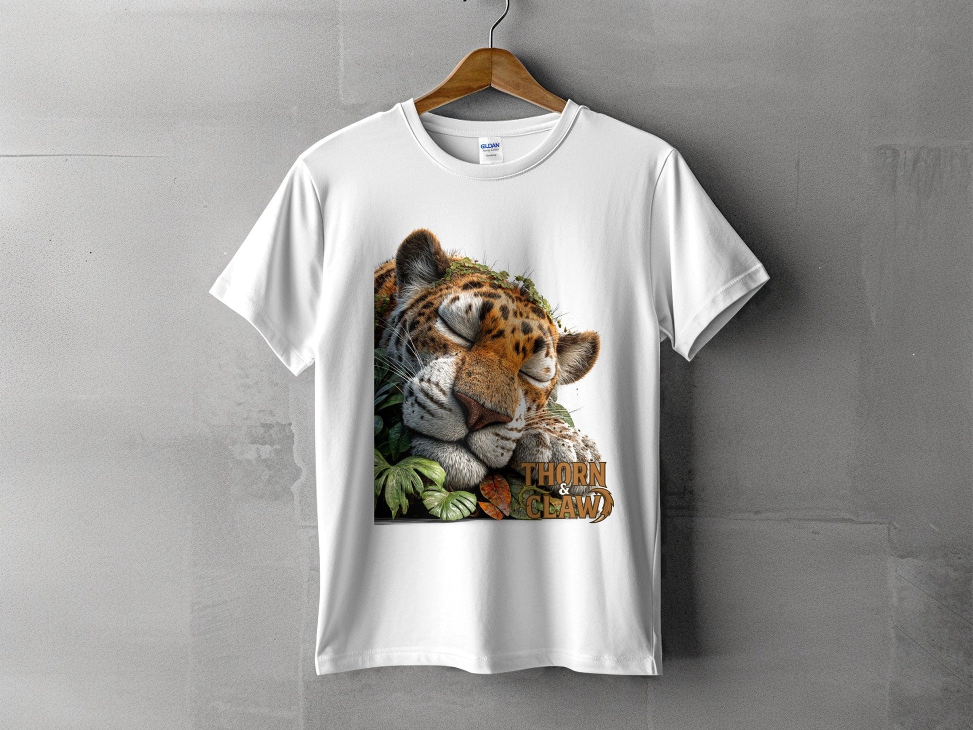 RMA APPAREL Sleeping Leopard Unisex T-Shirt Sizes S to 5XL T-Shirt - Thorn & Claw White T-Shirts - RMA APPAREL - Roclla Media Apparel Store