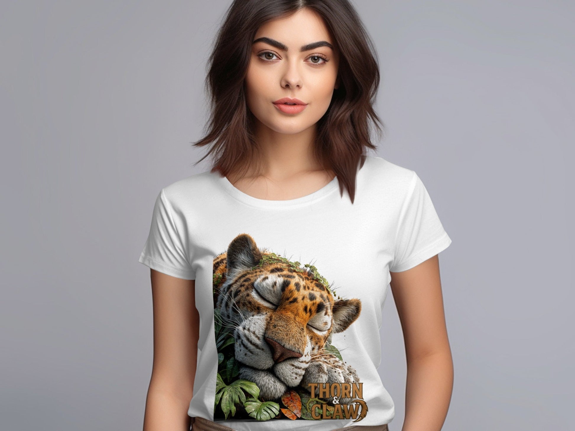 RMA APPAREL Sleeping Leopard Unisex T-Shirt Sizes S to 5XL T-Shirt - Thorn & Claw White T-Shirts - RMA APPAREL - Roclla Media Apparel Store
