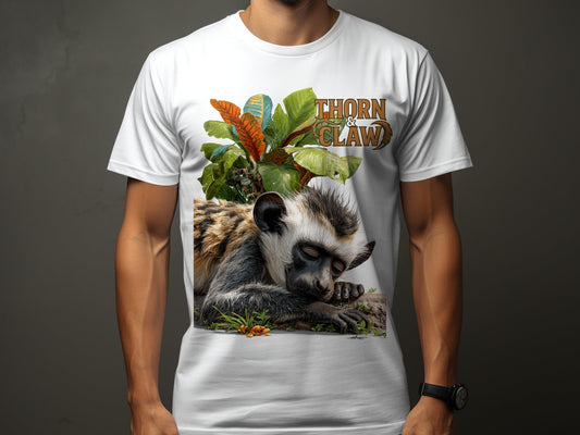 RMA APPAREL Sleeping Monkey Wildlife Unisex T-Shirt Sizes S - 5XL T-Shirt - Thorn & Claw White T-Shirts - RMA APPAREL - Roclla Media Apparel Store
