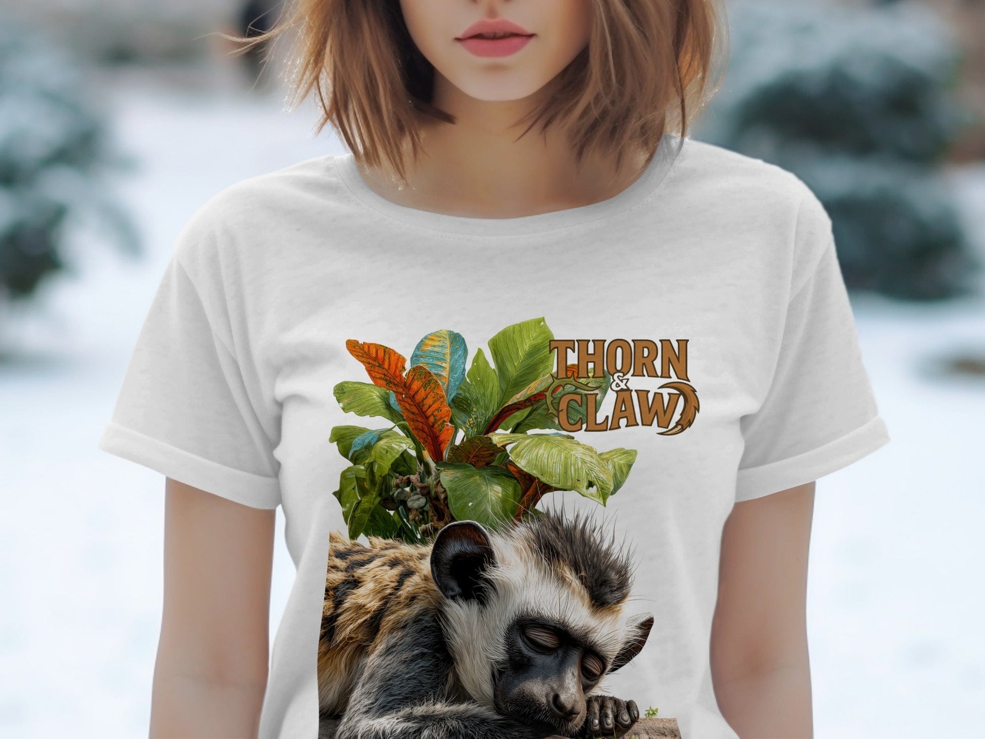 RMA APPAREL Sleeping Monkey Wildlife Unisex T-Shirt Sizes S - 5XL T-Shirt - Thorn & Claw White T-Shirts - RMA APPAREL - Roclla Media Apparel Store