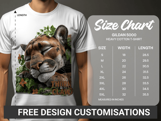 RMA APPAREL Sleeping Panther Wildlife T-Shirt Sizes S to 5XL T-Shirt - Thorn & Claw White T-Shirts - RMA APPAREL - Roclla Media Apparel Store