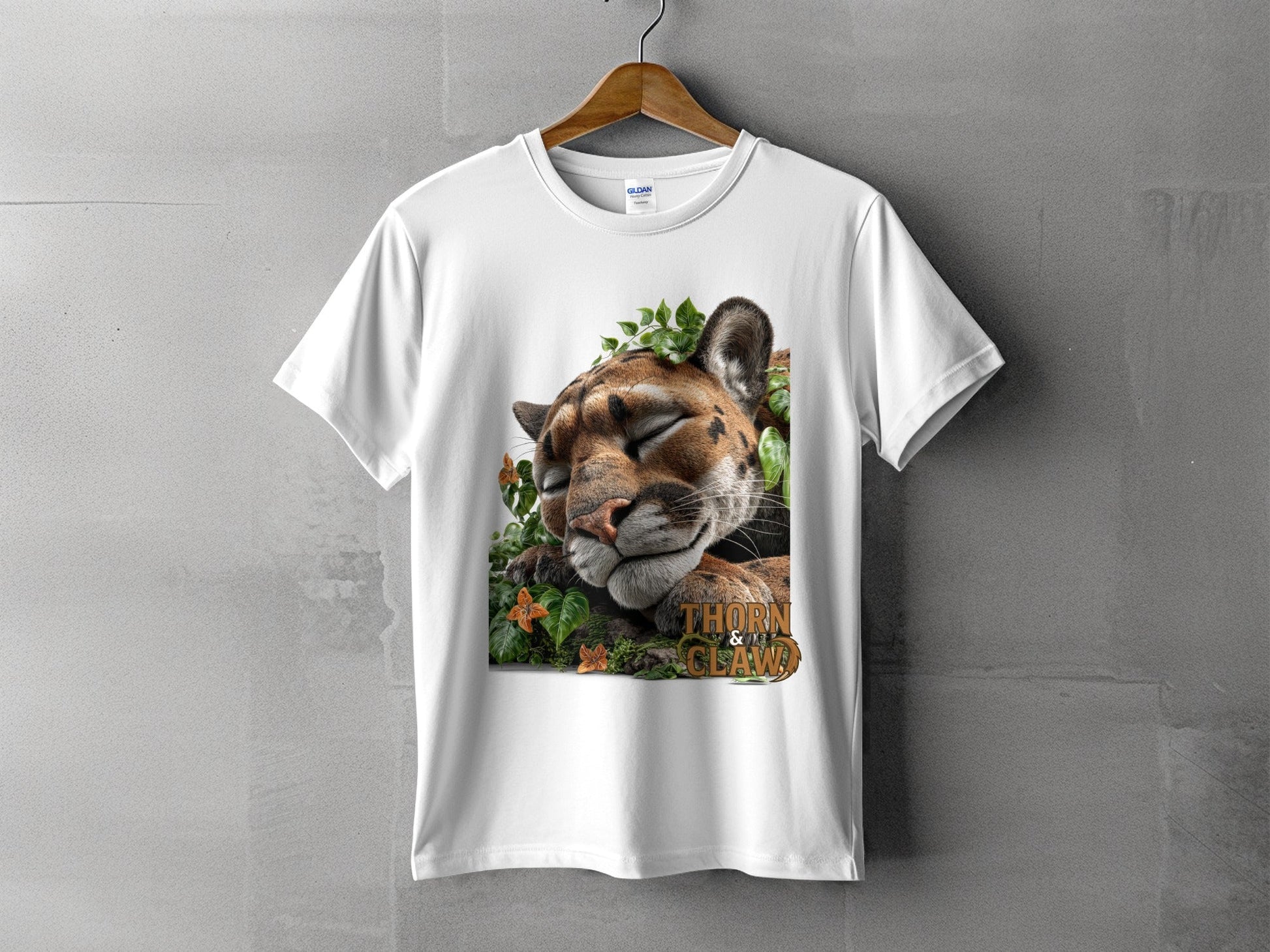 RMA APPAREL Sleeping Panther Wildlife T-Shirt Sizes S to 5XL T-Shirt - Thorn & Claw White T-Shirts - RMA APPAREL - Roclla Media Apparel Store
