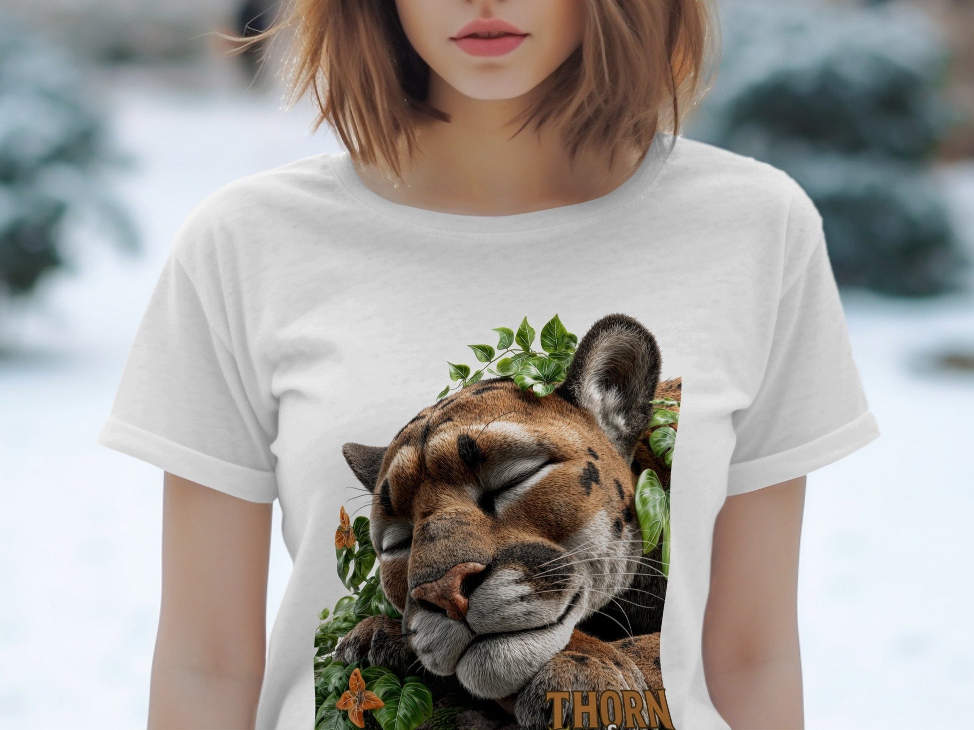 RMA APPAREL Sleeping Panther Wildlife T-Shirt Sizes S to 5XL T-Shirt - Thorn & Claw White T-Shirts - RMA APPAREL - Roclla Media Apparel Store