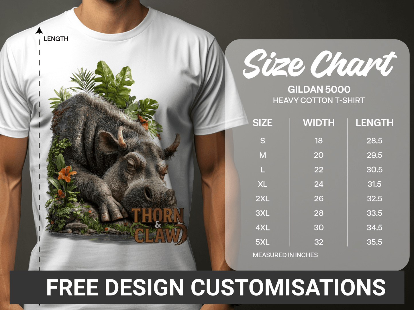 RMA APPAREL Sleeping Warthog Wildlife Unisex T-Shirt Sizes S - 5XL - Thorn & Claw White T-Shirts - RMA APPAREL - Roclla Media Apparel Store
