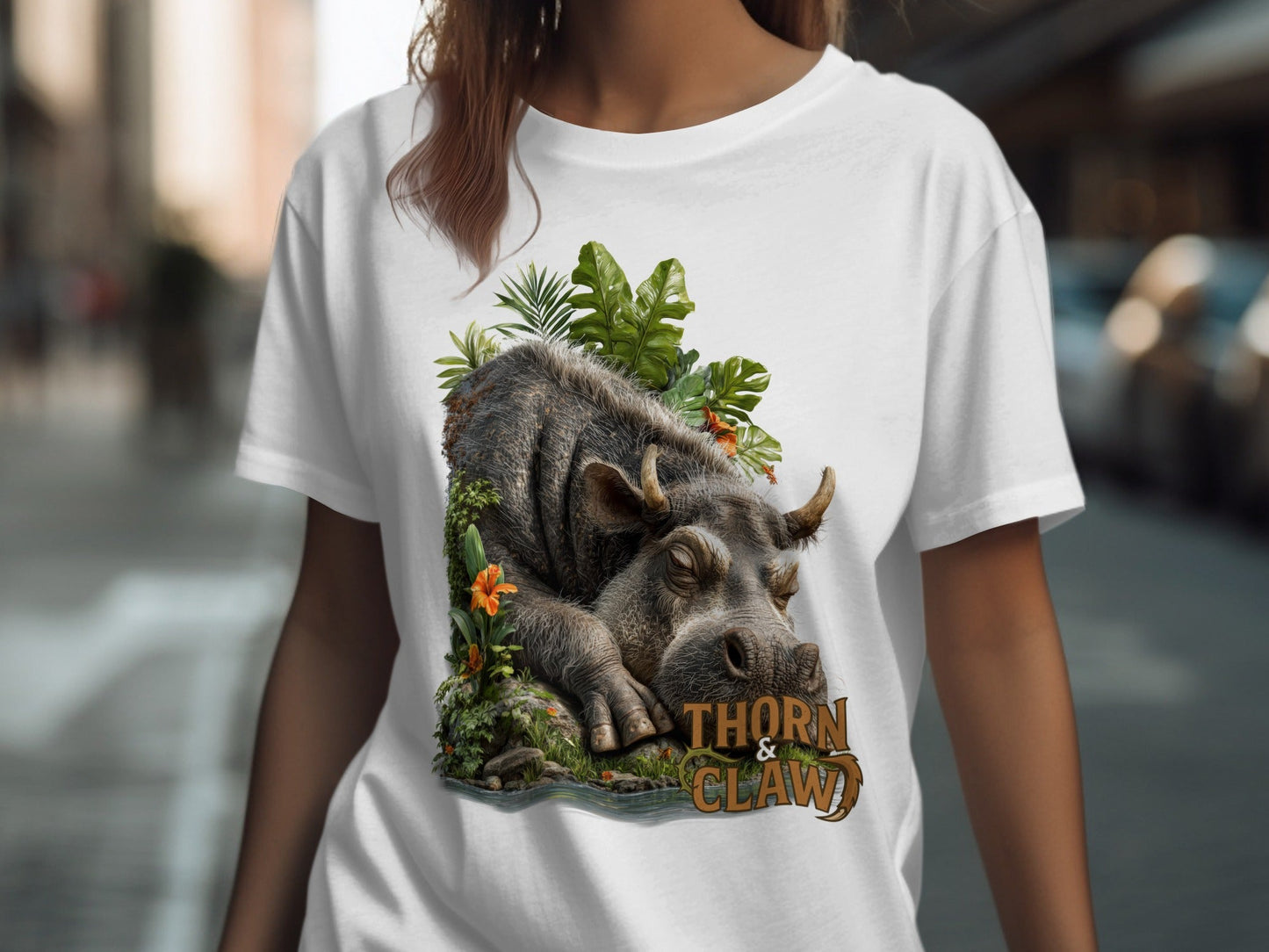 RMA APPAREL Sleeping Warthog Wildlife Unisex T-Shirt Sizes S - 5XL - Thorn & Claw White T-Shirts - RMA APPAREL - Roclla Media Apparel Store