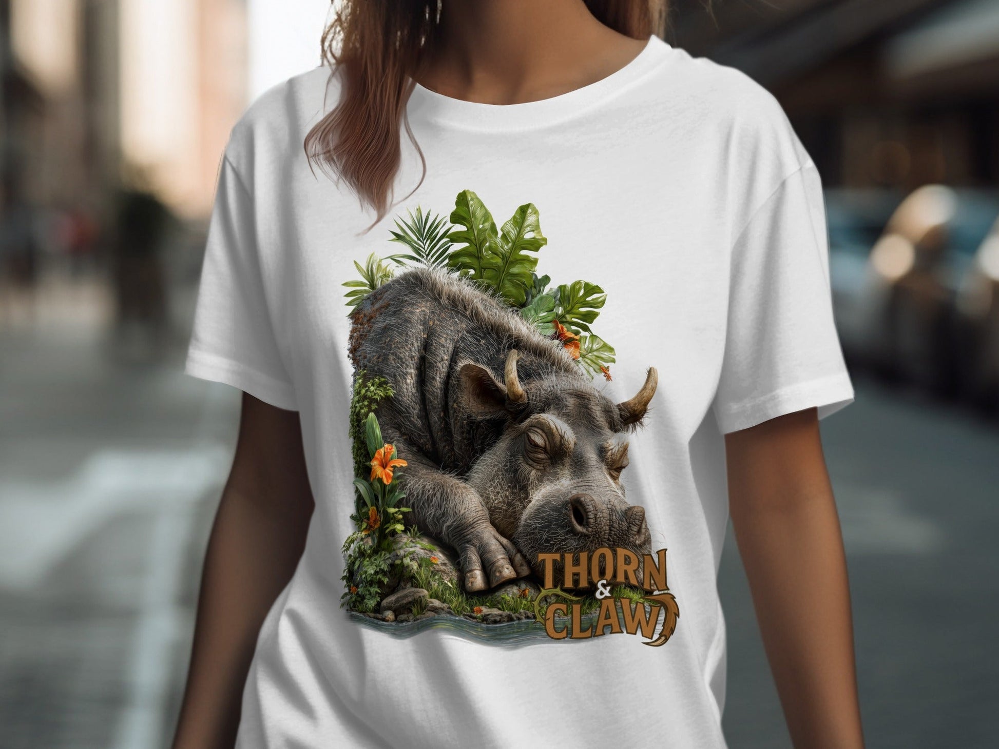 RMA APPAREL Sleeping Warthog Wildlife Unisex T-Shirt Sizes S - 5XL - Thorn & Claw White T-Shirts - RMA APPAREL - Roclla Media Apparel Store