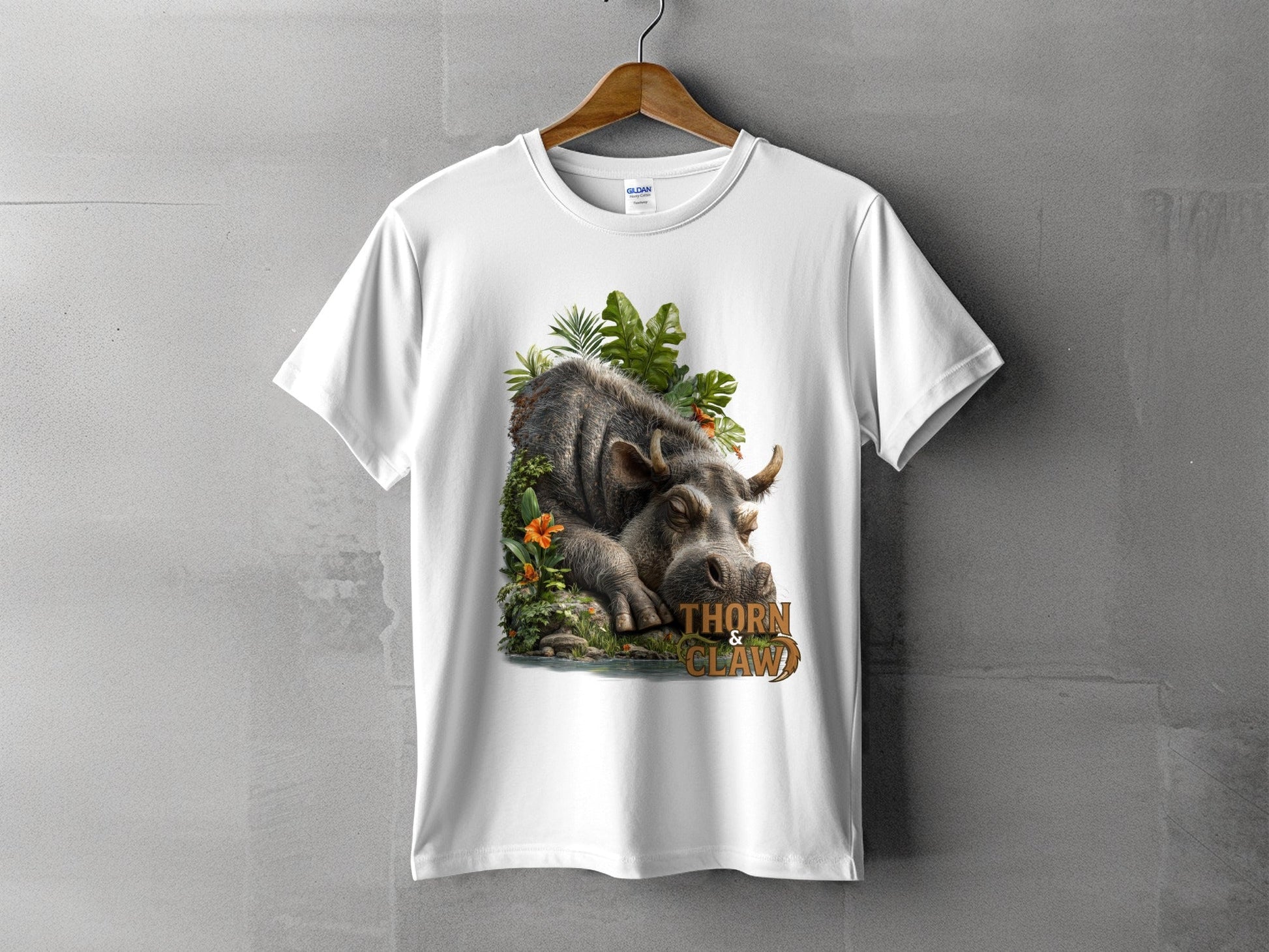 RMA APPAREL Sleeping Warthog Wildlife Unisex T-Shirt Sizes S - 5XL - Thorn & Claw White T-Shirts - RMA APPAREL - Roclla Media Apparel Store