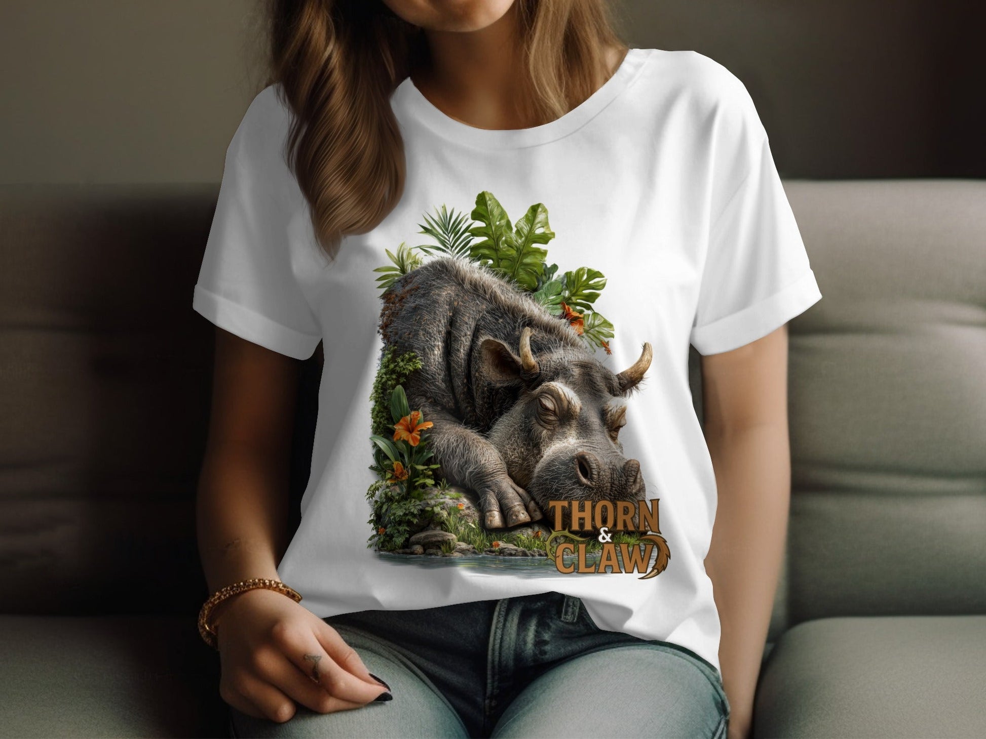 RMA APPAREL Sleeping Warthog Wildlife Unisex T-Shirt Sizes S - 5XL - Thorn & Claw White T-Shirts - RMA APPAREL - Roclla Media Apparel Store