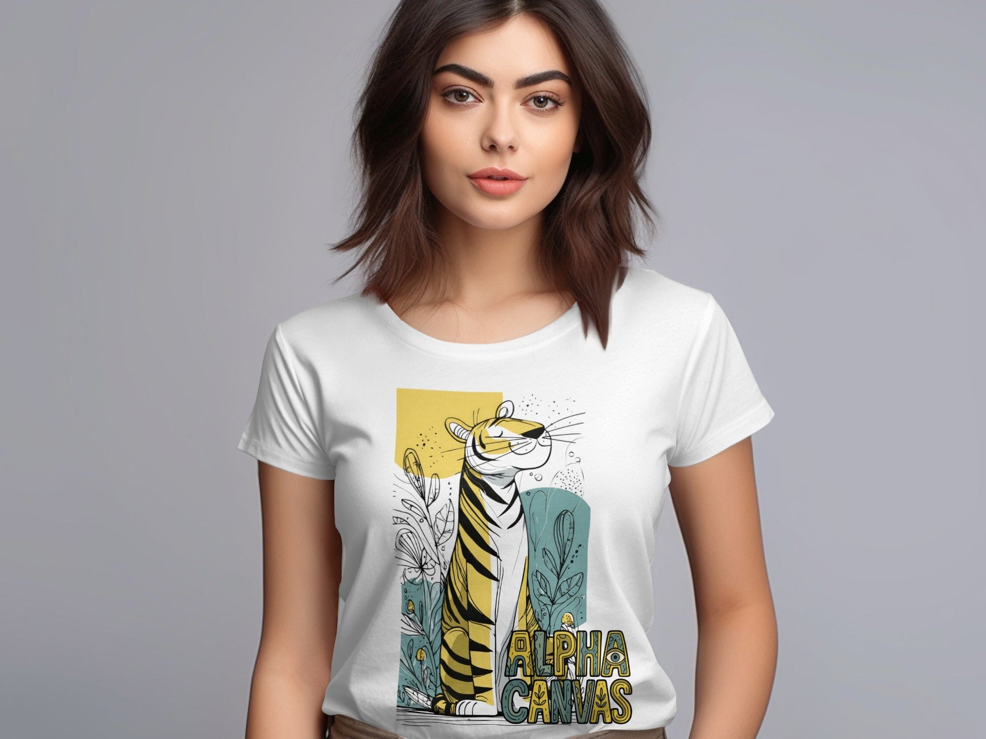 RMA APPAREL Tiger Alpha Canvas Graphic Unisex T-Shirt Sizes S - 5XL - DFTW - White T-Shirt - RMA APPAREL - Roclla Media Apparel Store