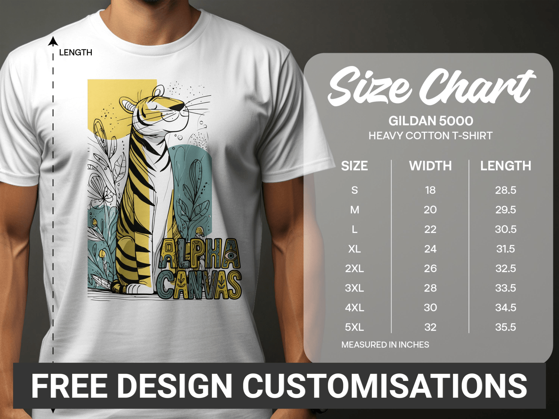 RMA APPAREL Tiger Alpha Canvas Graphic Unisex T-Shirt Sizes S - 5XL - DFTW - White T-Shirt - RMA APPAREL - Roclla Media Apparel Store