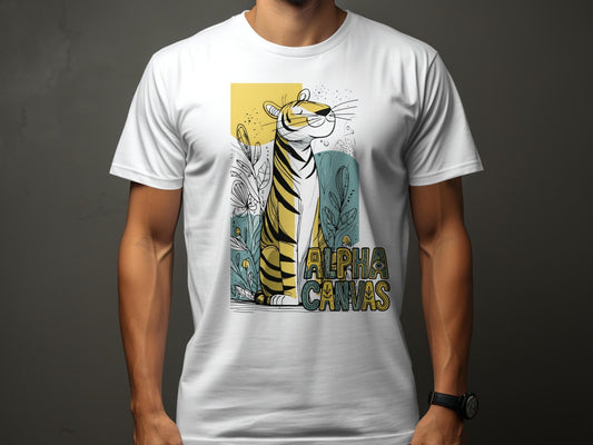 RMA APPAREL Tiger Alpha Canvas Graphic Unisex T-Shirt Sizes S - 5XL - DFTW - White T-Shirt - RMA APPAREL - Roclla Media Apparel Store