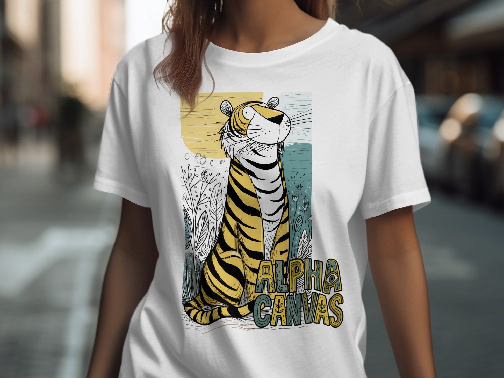 RMA APPAREL Tiger Illustration Mens Womens Unisex T-Shirt - DFTW - White T-Shirt - RMA APPAREL - Roclla Media Apparel Store