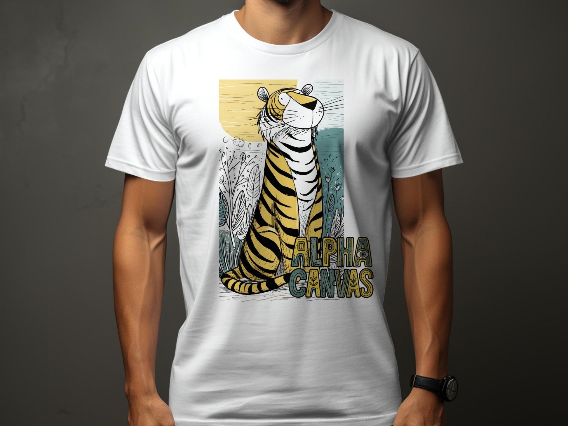 RMA APPAREL Tiger Illustration Mens Womens Unisex T-Shirt - DFTW - White T-Shirt - RMA APPAREL - Roclla Media Apparel Store