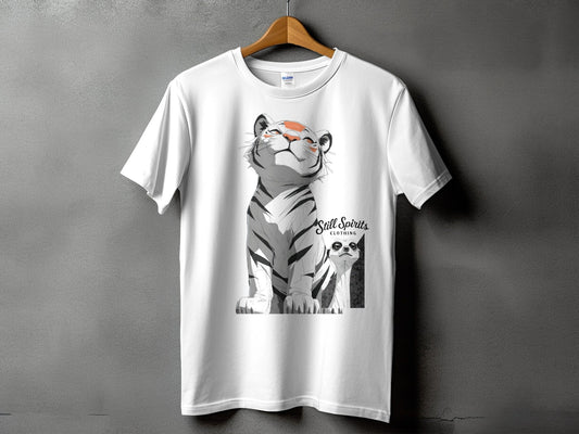 RMA APPAREL Tiger Meerkat Wildlife Unisex T-Shirt Sizes S - 5XL - Still Spirits White T-Shirt - RMA APPAREL - Roclla Media Apparel Store