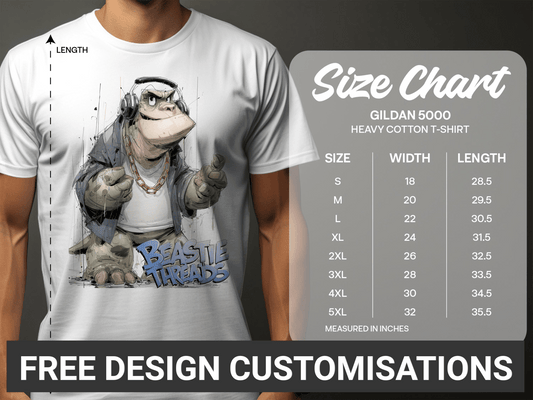 RMA APPAREL Turtle T-Shirt, Headphones, Gold Chain, Sizes S - 5XL, Animal - Beastie Threads White T-Shirt - RMA APPAREL - Roclla Media Apparel Store
