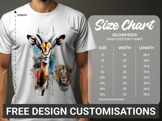 RMA APPAREL Watercolor Gazelle Lion Graphic Unisex T-Shirt - Flowing Emotions White T-Shirts - RMA APPAREL - Roclla Media Apparel Store