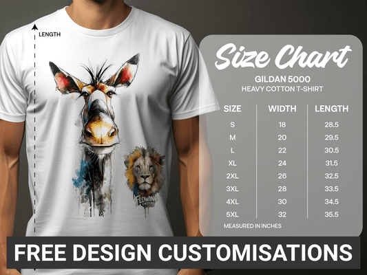 RMA APPAREL Watercolor Giraffe Lion Unisex T-Shirt Sizes S - 5XL - Flowing Emotions White T-Shirts - RMA APPAREL - Roclla Media Apparel Store