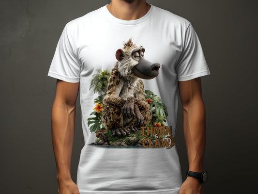 RMA APPAREL Wildlife Baboon Graphic Unisex T-Shirt Sizes S - 5XL T-Shirt - Thorn & Claw White T-Shirts - RMA APPAREL - Roclla Media Apparel Store