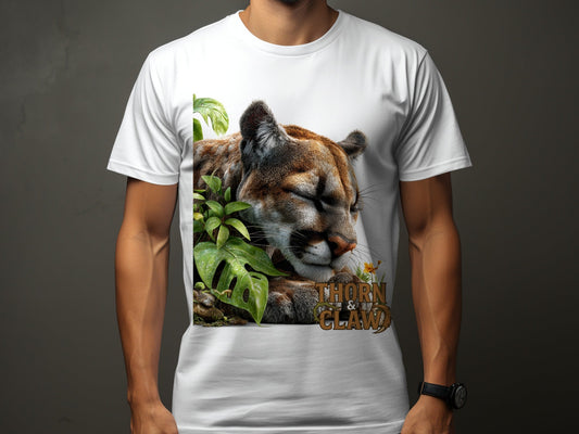 RMA APPAREL Wildlife Cougar Sizes S to 5XL Unisex T-Shirt - Thorn & Claw White T-Shirts - RMA APPAREL - Roclla Media Apparel Store