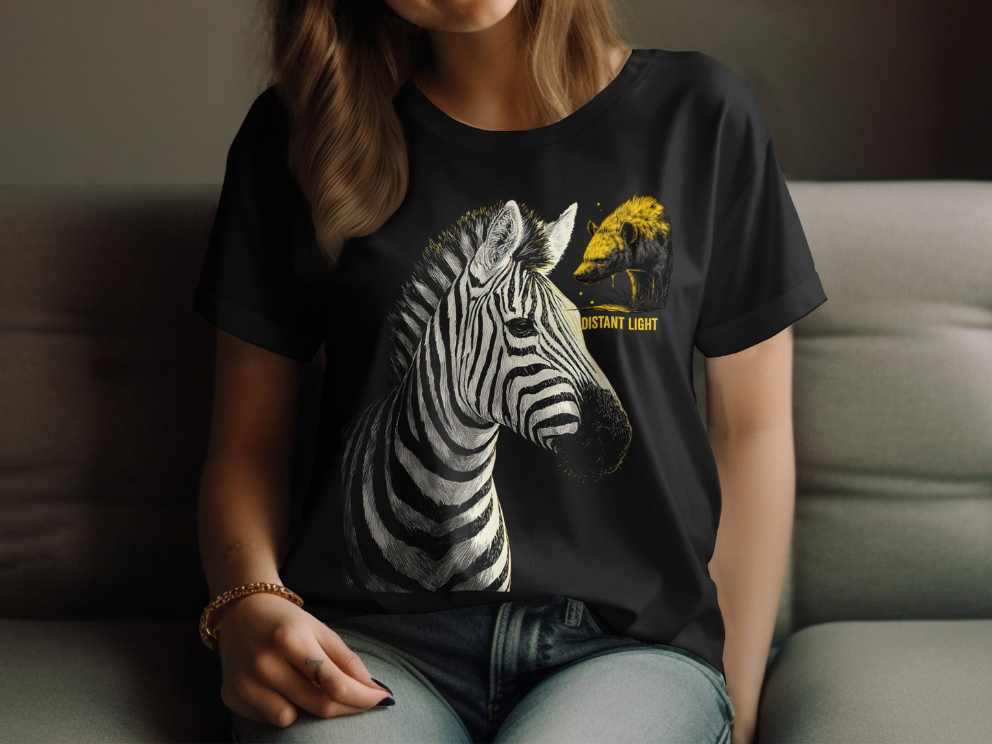 RMA APPAREL Zebra illustration Mammal Art Unisex T-Shirt Sizes S - 5XL - Distant Light White T-Shirts - RMA APPAREL - Roclla Media Apparel Store