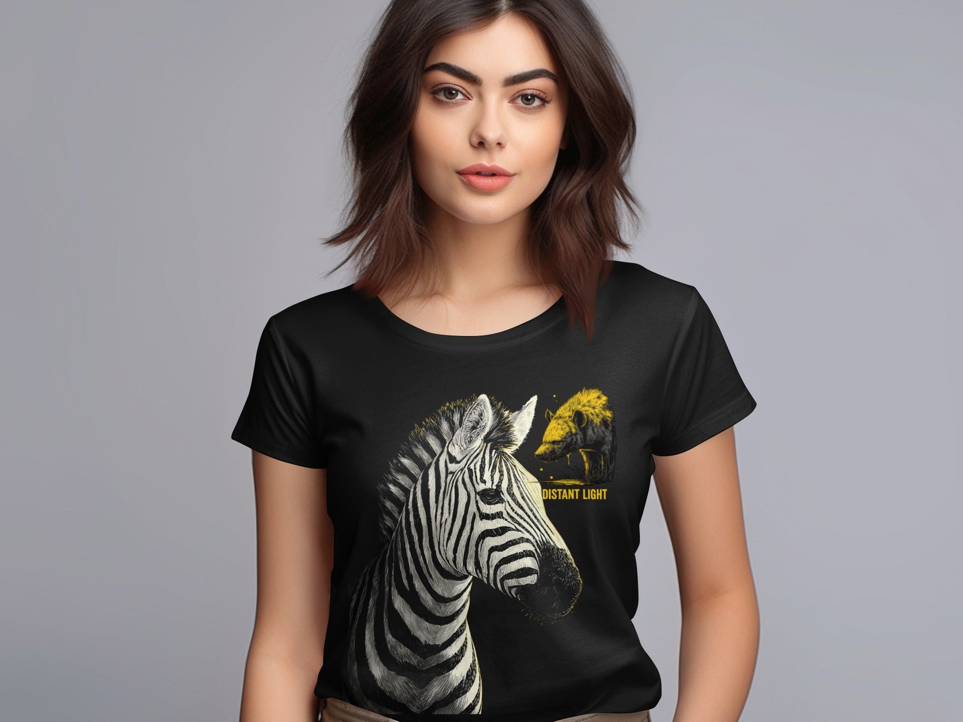 RMA APPAREL Zebra illustration Mammal Art Unisex T-Shirt Sizes S - 5XL - Distant Light White T-Shirts - RMA APPAREL - Roclla Media Apparel Store