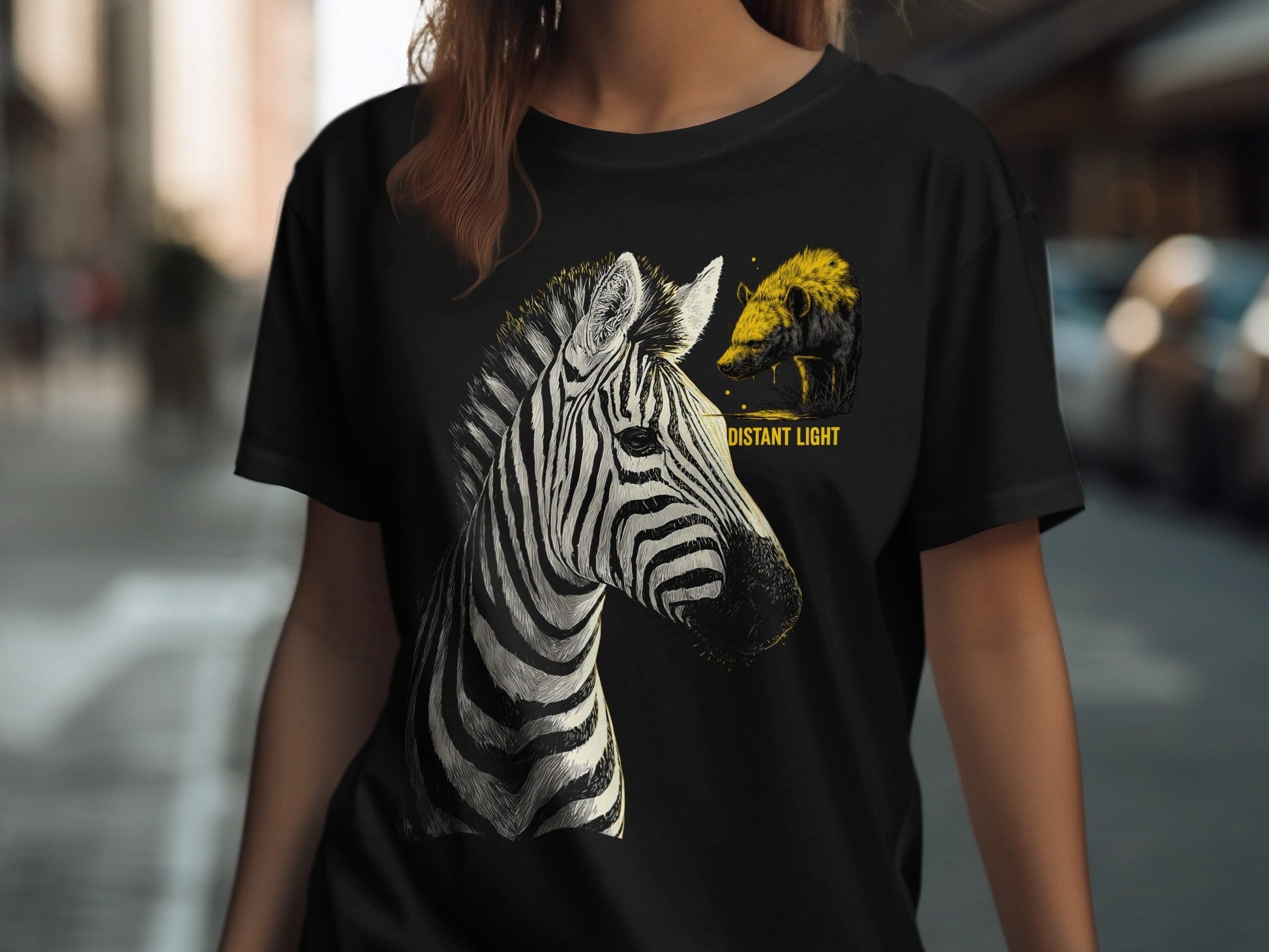 RMA APPAREL Zebra illustration Mammal Art Unisex T-Shirt Sizes S - 5XL - Distant Light White T-Shirts - RMA APPAREL - Roclla Media Apparel Store