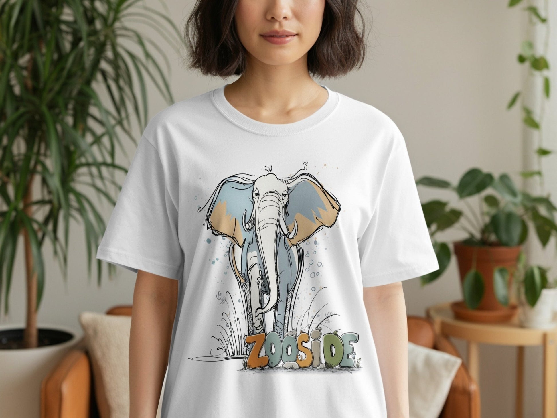 RMA APPAREL Zooside Elephant Design Mens Unisex T-Shirt 🐘Sizes T-Shirt - Zooside White T-Shirts - RMA APPAREL - Roclla Media Apparel Store