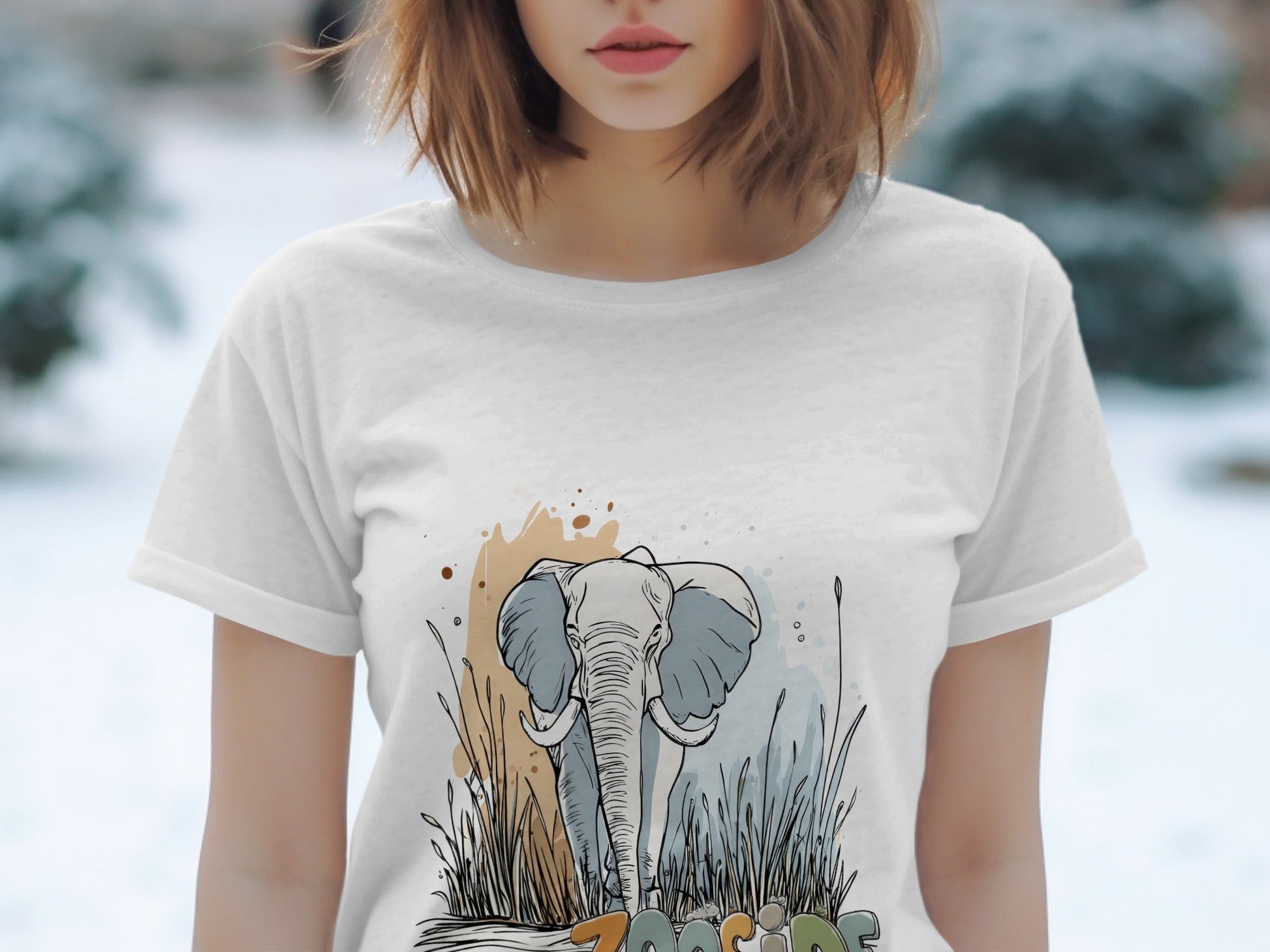 RMA APPAREL Zooside Elephant Graphic Wildlife T-Shirt Sizes S - 5XL T-Shirt - Zooside White T-Shirts - RMA APPAREL - Roclla Media Apparel Store