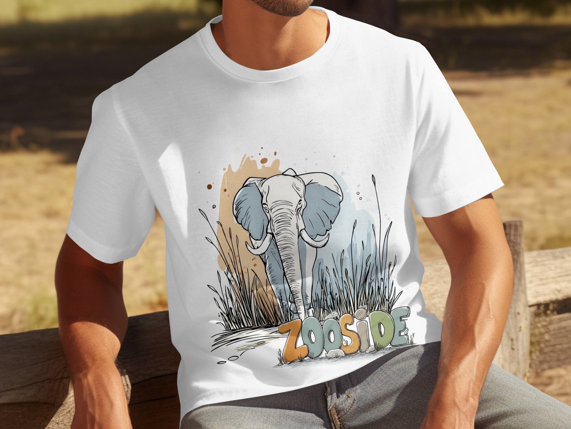 RMA APPAREL Zooside Elephant Graphic Wildlife T-Shirt Sizes S - 5XL T-Shirt - Zooside White T-Shirts - RMA APPAREL - Roclla Media Apparel Store