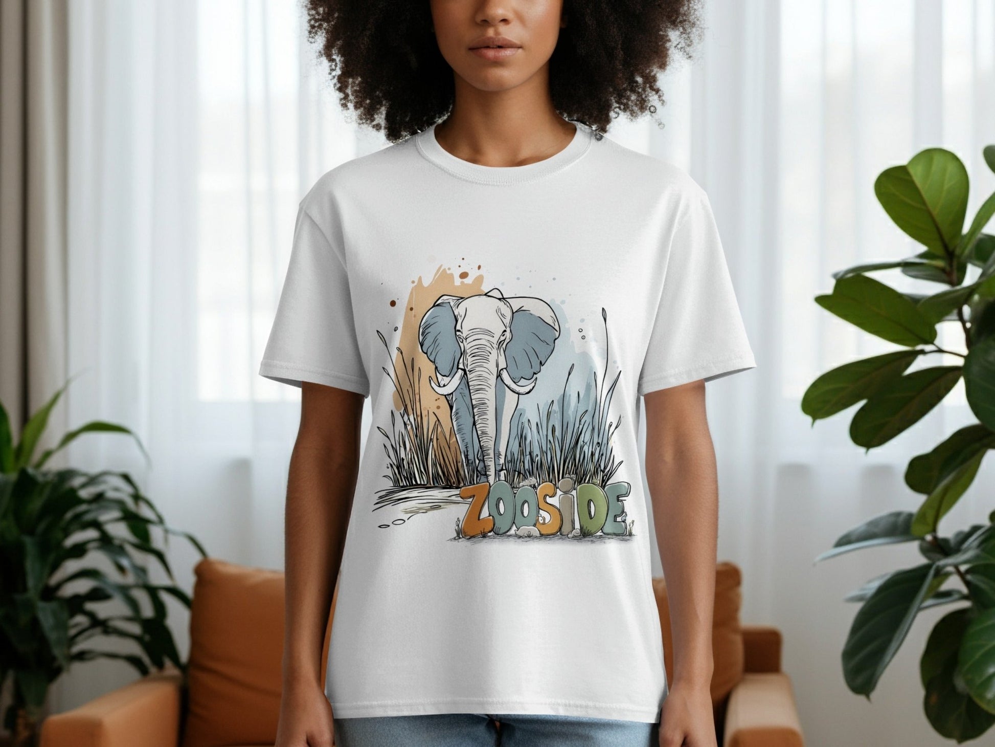 RMA APPAREL Zooside Elephant Graphic Wildlife T-Shirt Sizes S - 5XL T-Shirt - Zooside White T-Shirts - RMA APPAREL - Roclla Media Apparel Store