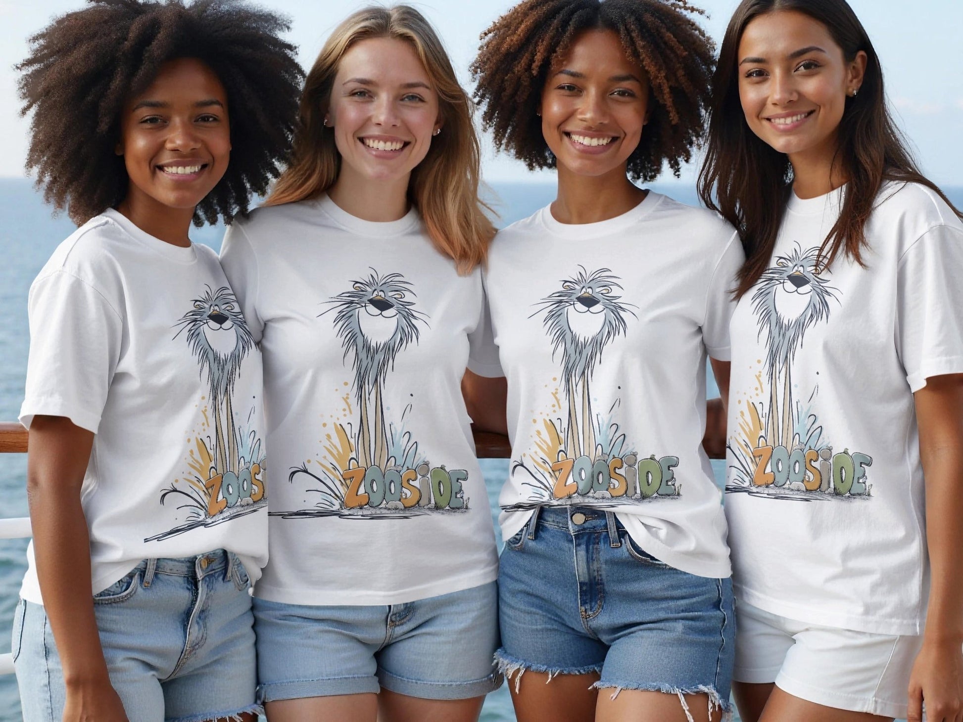 RMA APPAREL Zooside Lion Cartoon Design Unisex T-Shirt - Zooside White T-Shirts - RMA APPAREL - Roclla Media Apparel Store