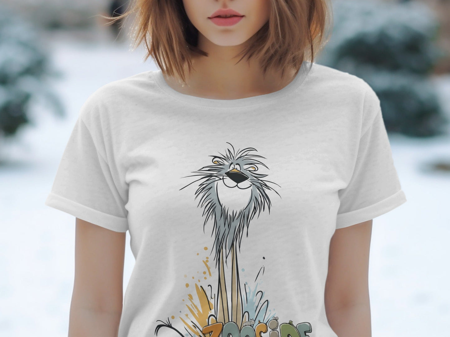 RMA APPAREL Zooside Lion Cartoon Design Unisex T-Shirt - Zooside White T-Shirts - RMA APPAREL - Roclla Media Apparel Store