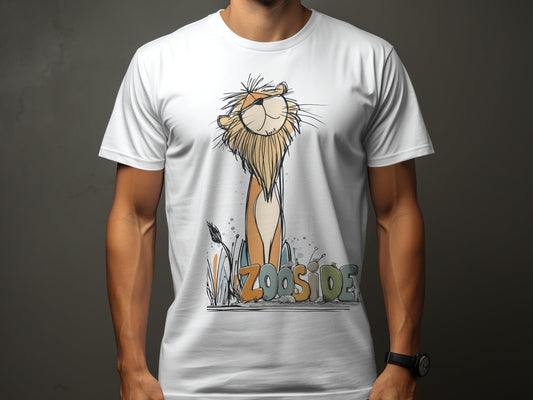 RMA APPAREL Zooside Lion Cute Wildlife Cartoon Sizes S - 5XL T-Shirt - Zooside White T-Shirts - RMA APPAREL - Roclla Media Apparel Store