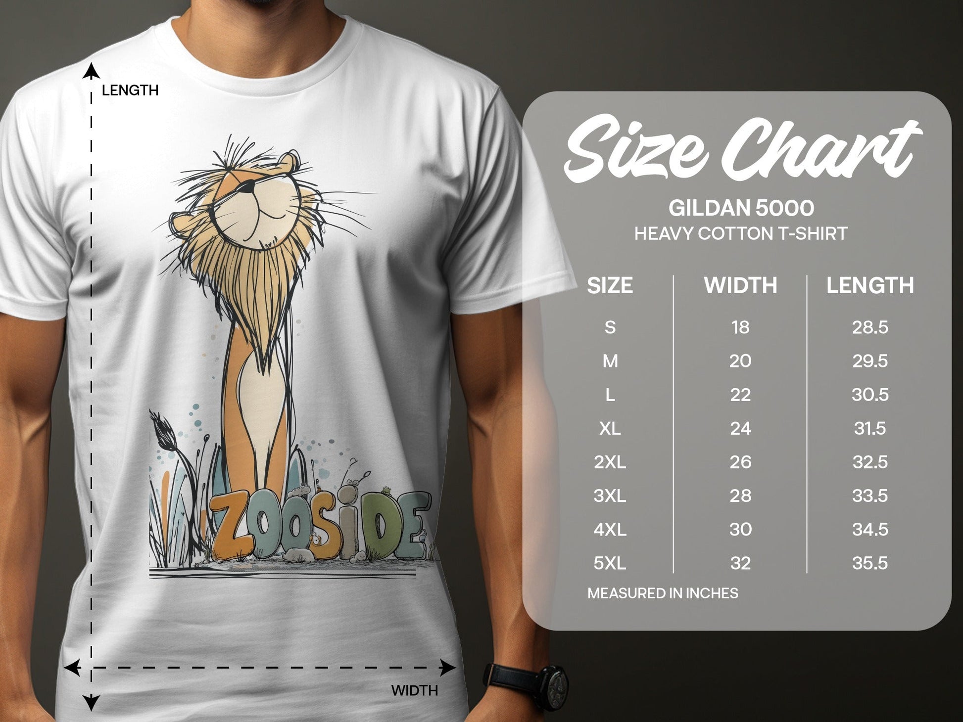 RMA APPAREL Zooside Lion Cute Wildlife Cartoon Sizes S - 5XL T-Shirt - Zooside White T-Shirts - RMA APPAREL - Roclla Media Apparel Store