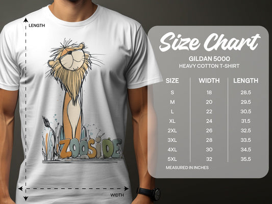 RMA APPAREL Zooside Lion Cute Wildlife Cartoon Sizes S - 5XL T-Shirt - Zooside White T-Shirts - RMA APPAREL - Roclla Media Apparel Store