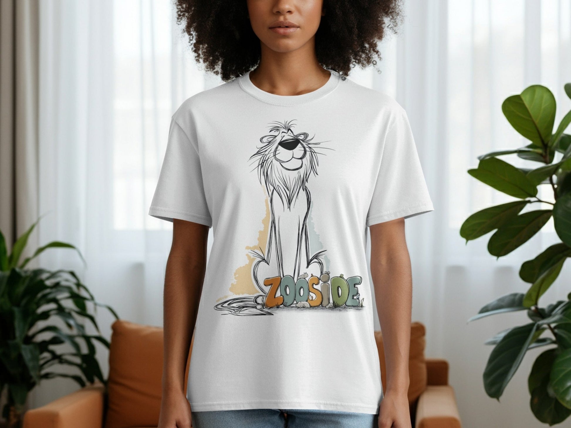 RMA APPAREL Zooside Lion Graphic Men's Unisex Wildlife T-Shirt - Zooside White T-Shirts - RMA APPAREL - Roclla Media Apparel Store