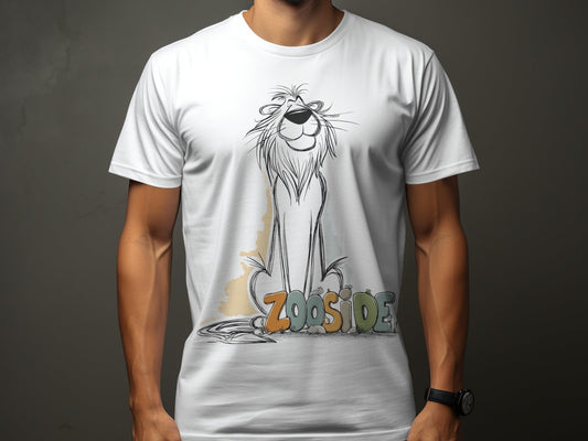 RMA APPAREL Zooside Lion Graphic Men's Unisex Wildlife T-Shirt - Zooside White T-Shirts - RMA APPAREL - Roclla Media Apparel Store