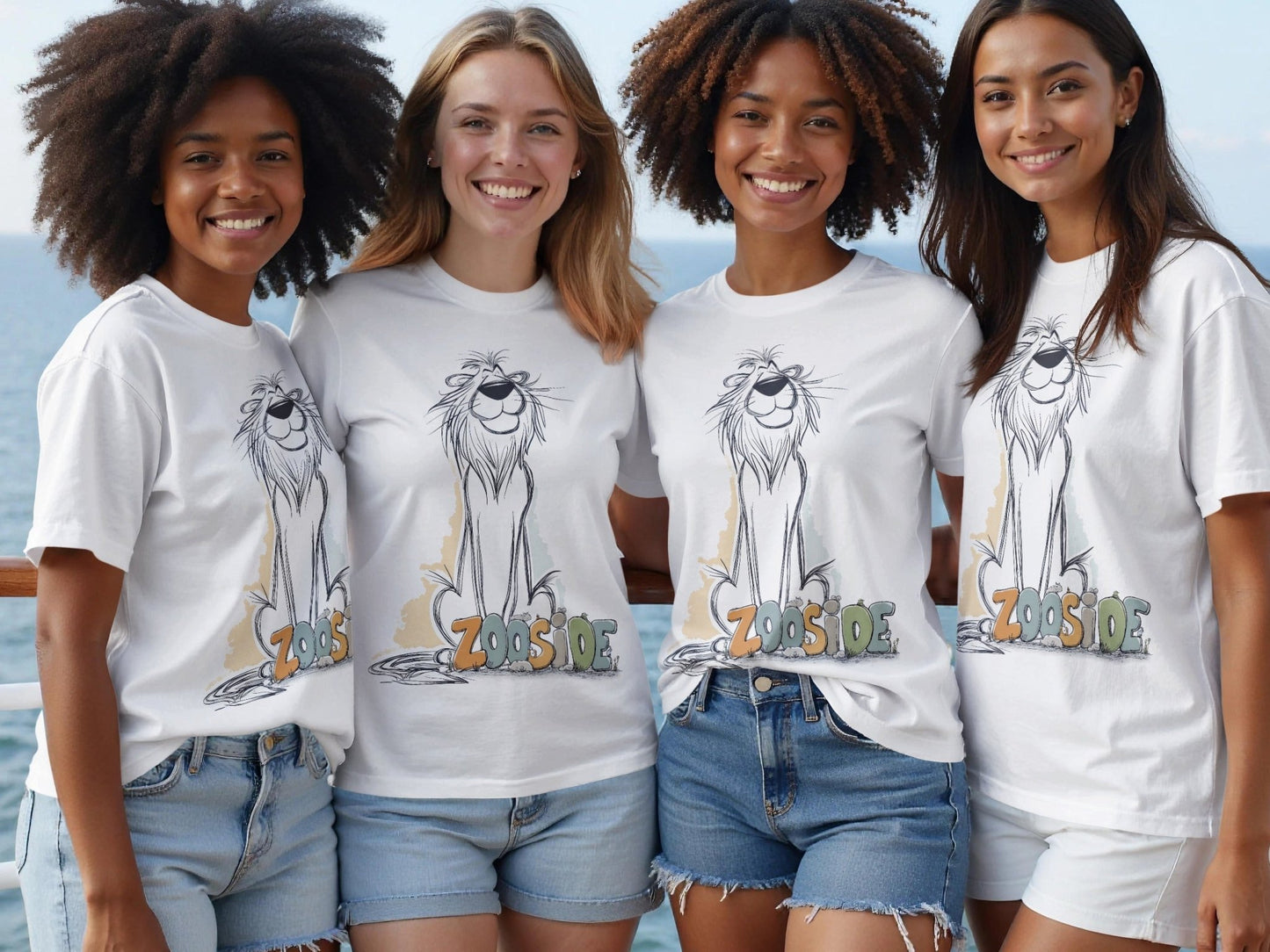 RMA APPAREL Zooside Lion Graphic Men's Unisex Wildlife T-Shirt - Zooside White T-Shirts - RMA APPAREL - Roclla Media Apparel Store