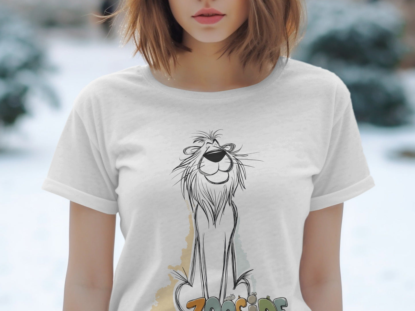 RMA APPAREL Zooside Lion Graphic Men's Unisex Wildlife T-Shirt - Zooside White T-Shirts - RMA APPAREL - Roclla Media Apparel Store