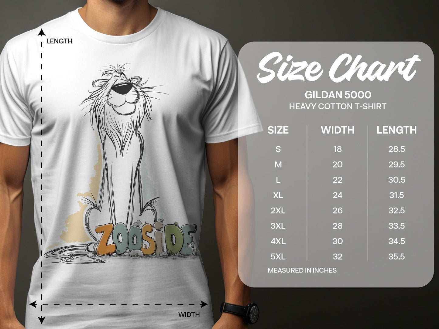 RMA APPAREL Zooside Lion Graphic Men's Unisex Wildlife T-Shirt - Zooside White T-Shirts - RMA APPAREL - Roclla Media Apparel Store