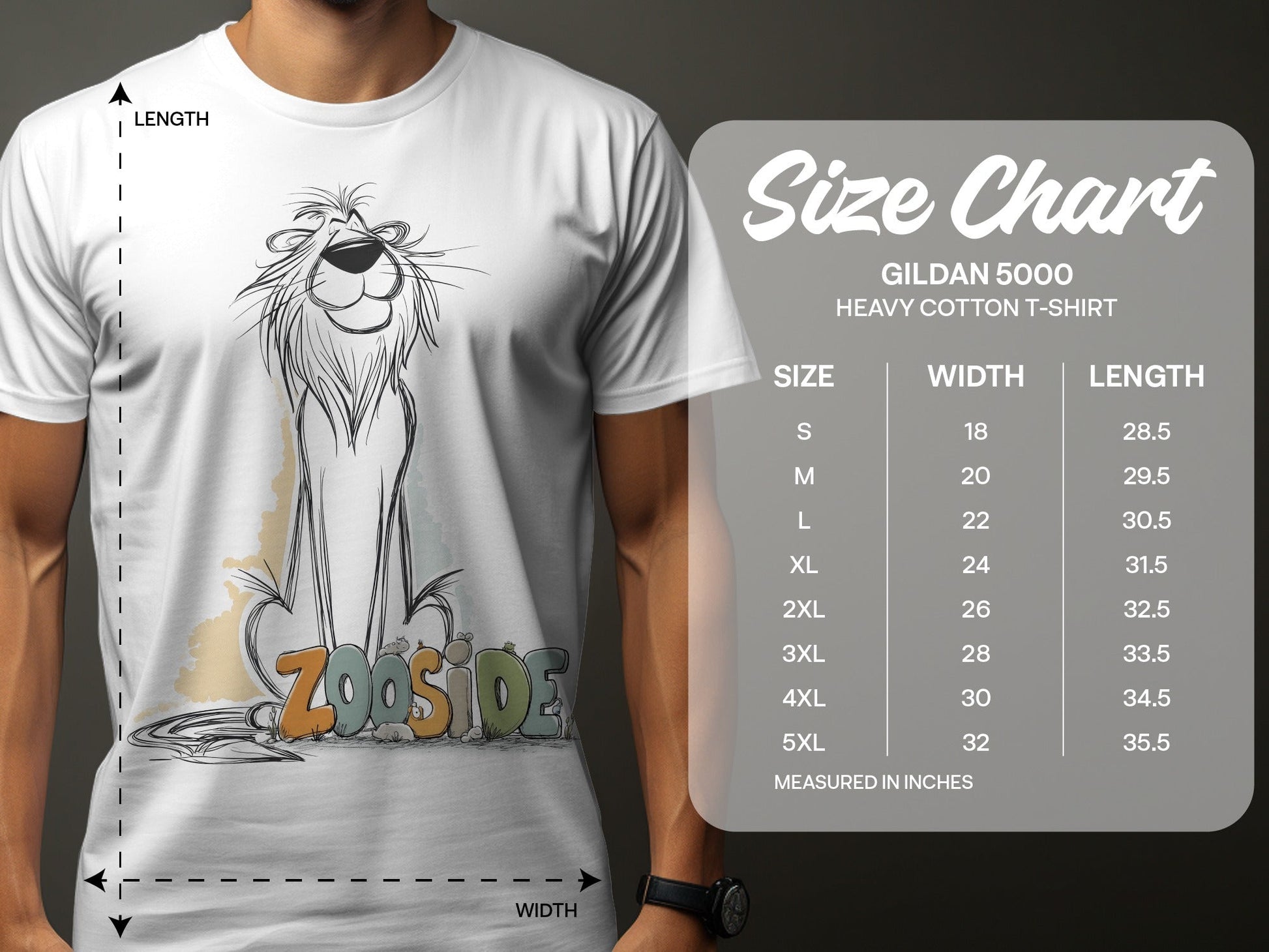 RMA APPAREL Zooside Lion Graphic Men's Unisex Wildlife T-Shirt - Zooside White T-Shirts - RMA APPAREL - Roclla Media Apparel Store